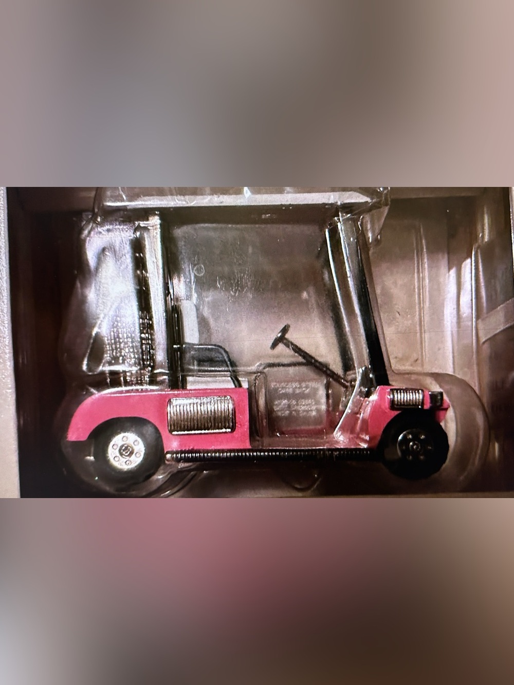 Vintage Waterbury Clock Co. by Timex Pink Golf Cart Miniature Quartz Desk Clock